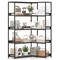 Costway Corner Bookshelf 5-Tier L-Shaped Bookcase 71" Tall Etagere Bookshelf with Metal Frame Brown/Gray